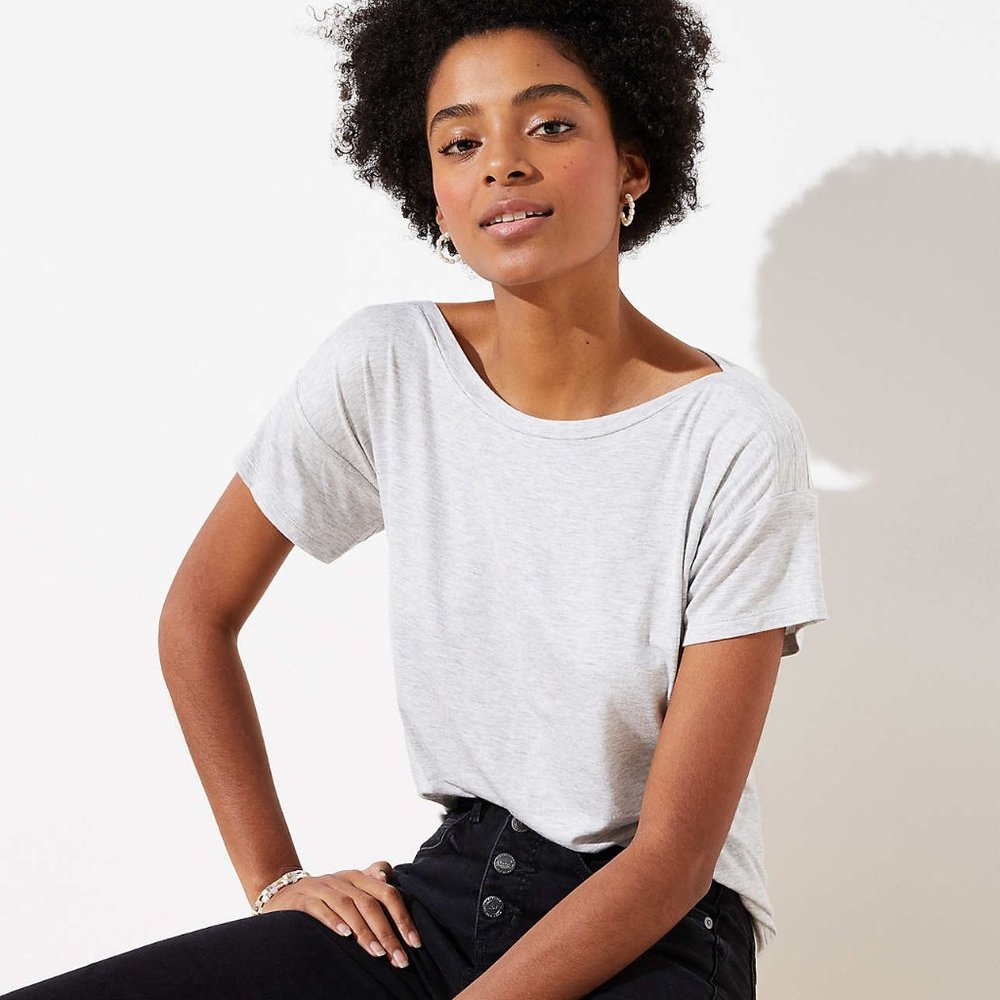 LOFT drop sleeve gray heather tee